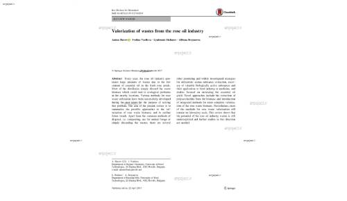 Valorization of wastes from the rose oil industry